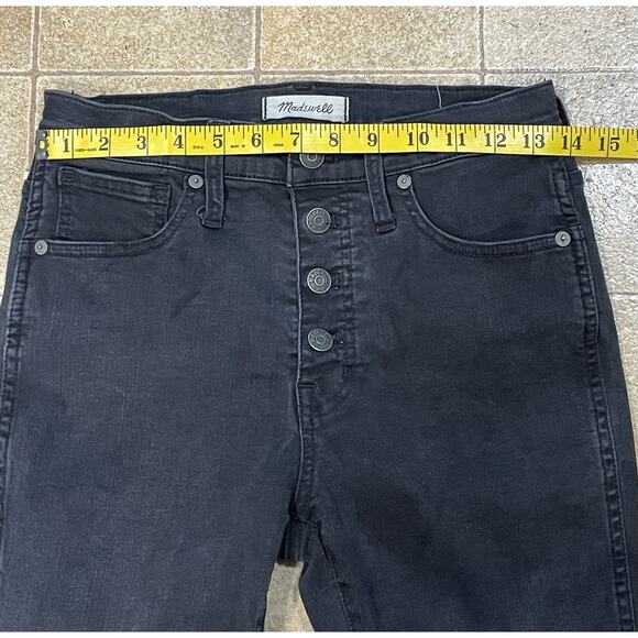 Madewell 10” High Rise Skinny Jeans Button Fly Size 27P Women’s Black Denim - Picture 3 of 13